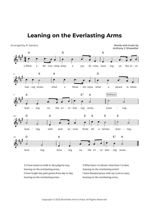 Leaning on the Everlasting Arms (Key of A Major)