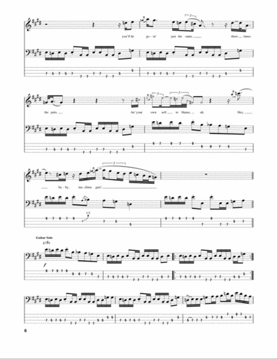 Machine Gun Guitar Tablature scores gallery preview page 6