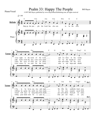 Psalm 33: Happy The People (Piano/Vocal with adapted lyrics)