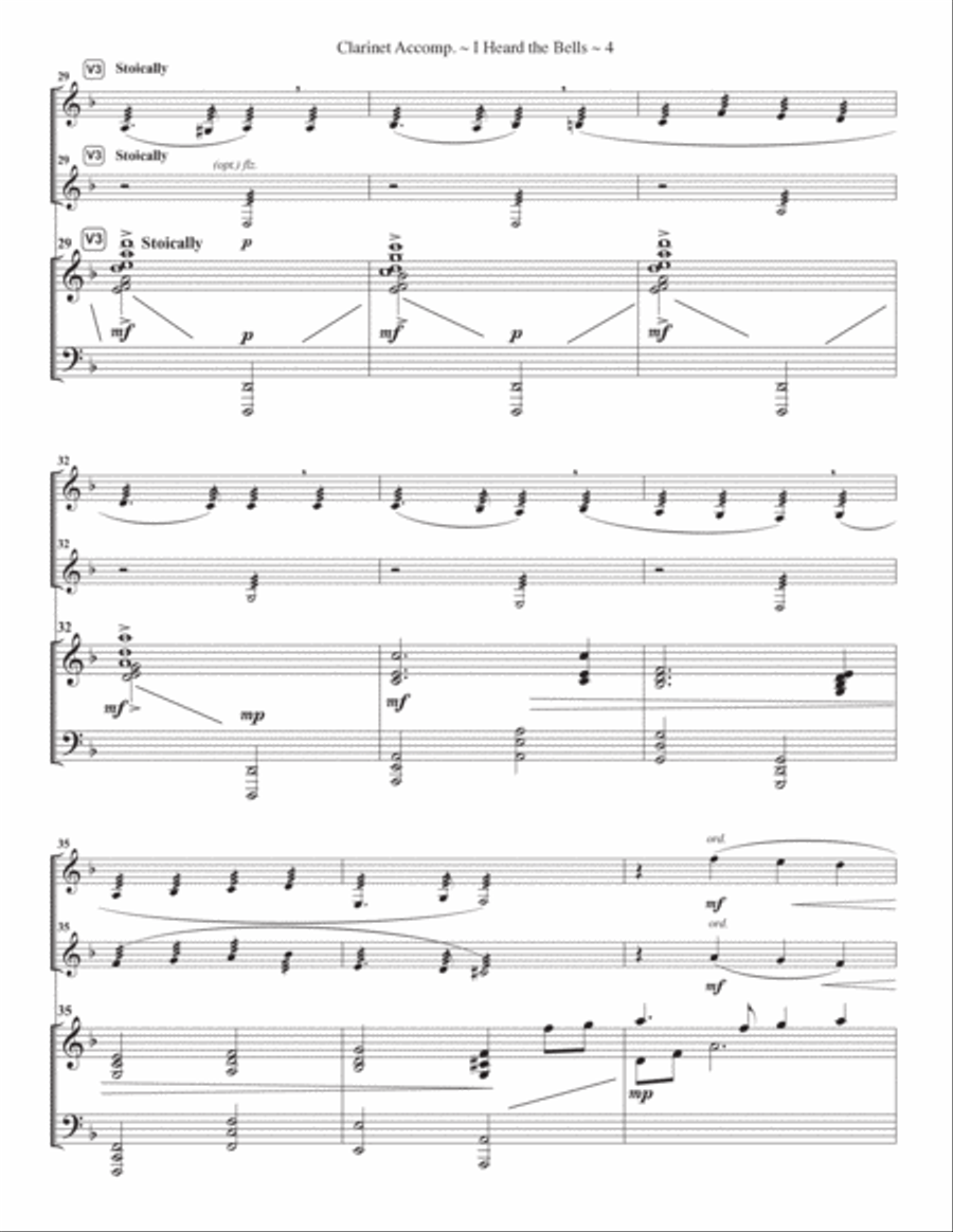 I Heard the Bells on Christmas Day - Clarinet solo (opt. duet) Clarinet Duet scores gallery preview page 6