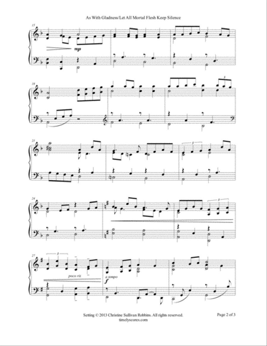 As With Gladness Men of Old/Let All Mortal Flesh Keep Silence Piano Solo scores gallery preview page 2