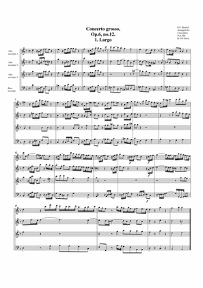 Concerto grosso, Op.6, no.12 (arrangement for 4 recorders)