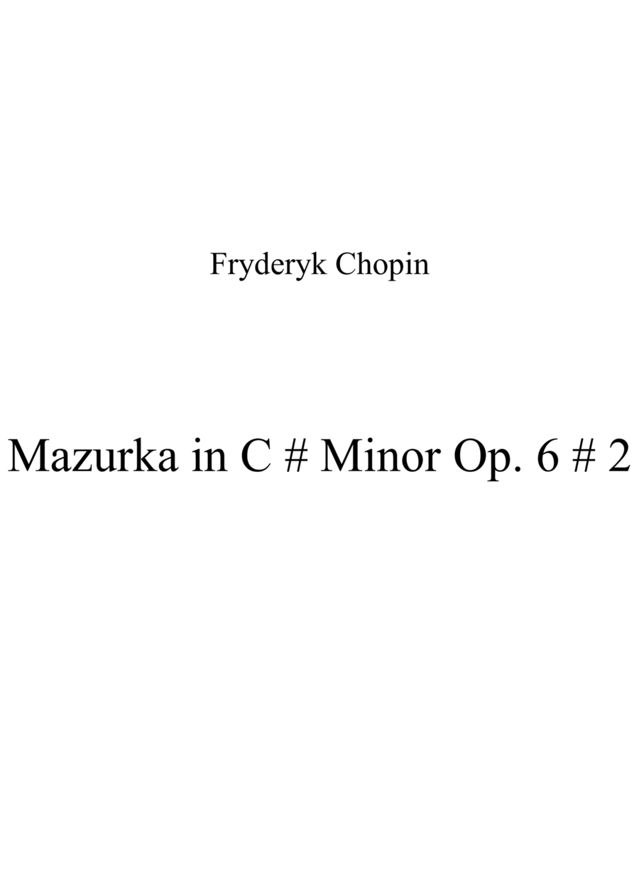 Mazurka in C # Minor Op. 6 # 2 Piano Method scores gallery preview page 1