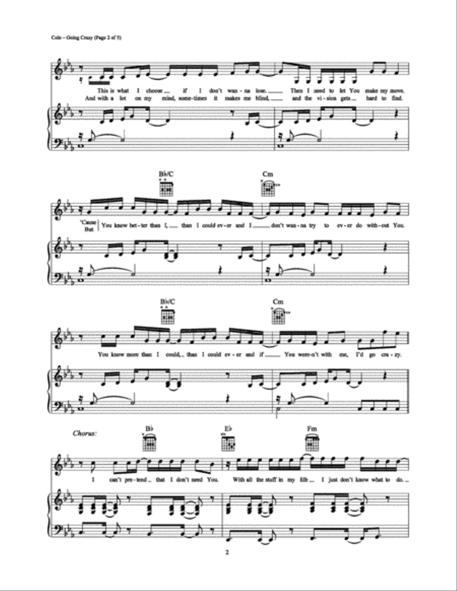Going Crazy Going Crazy Piano, Vocal, Guitar scores gallery preview page 2