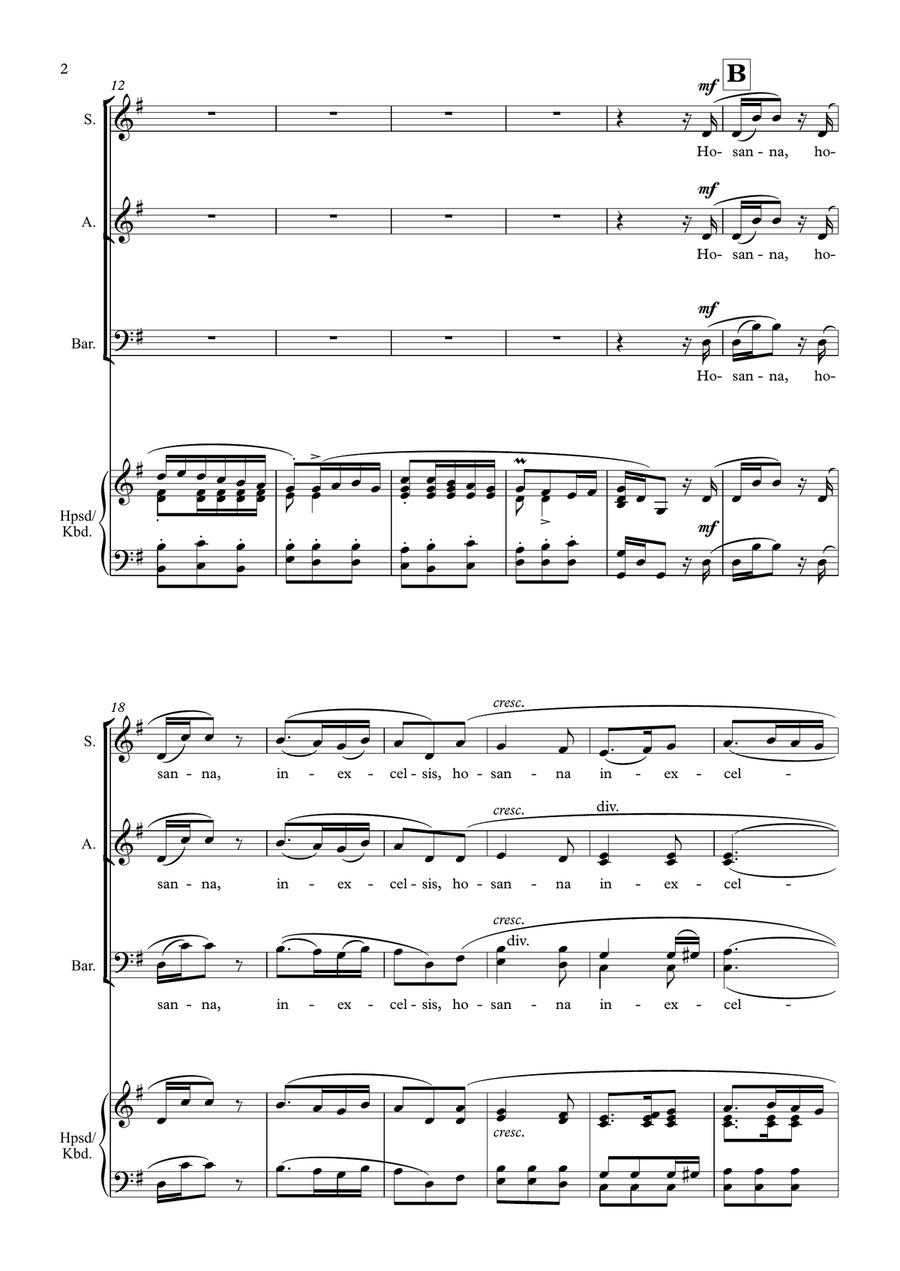 Hosanna In Excelsis Deo (SAB Choir/Piano) 3-Part scores gallery preview page 3