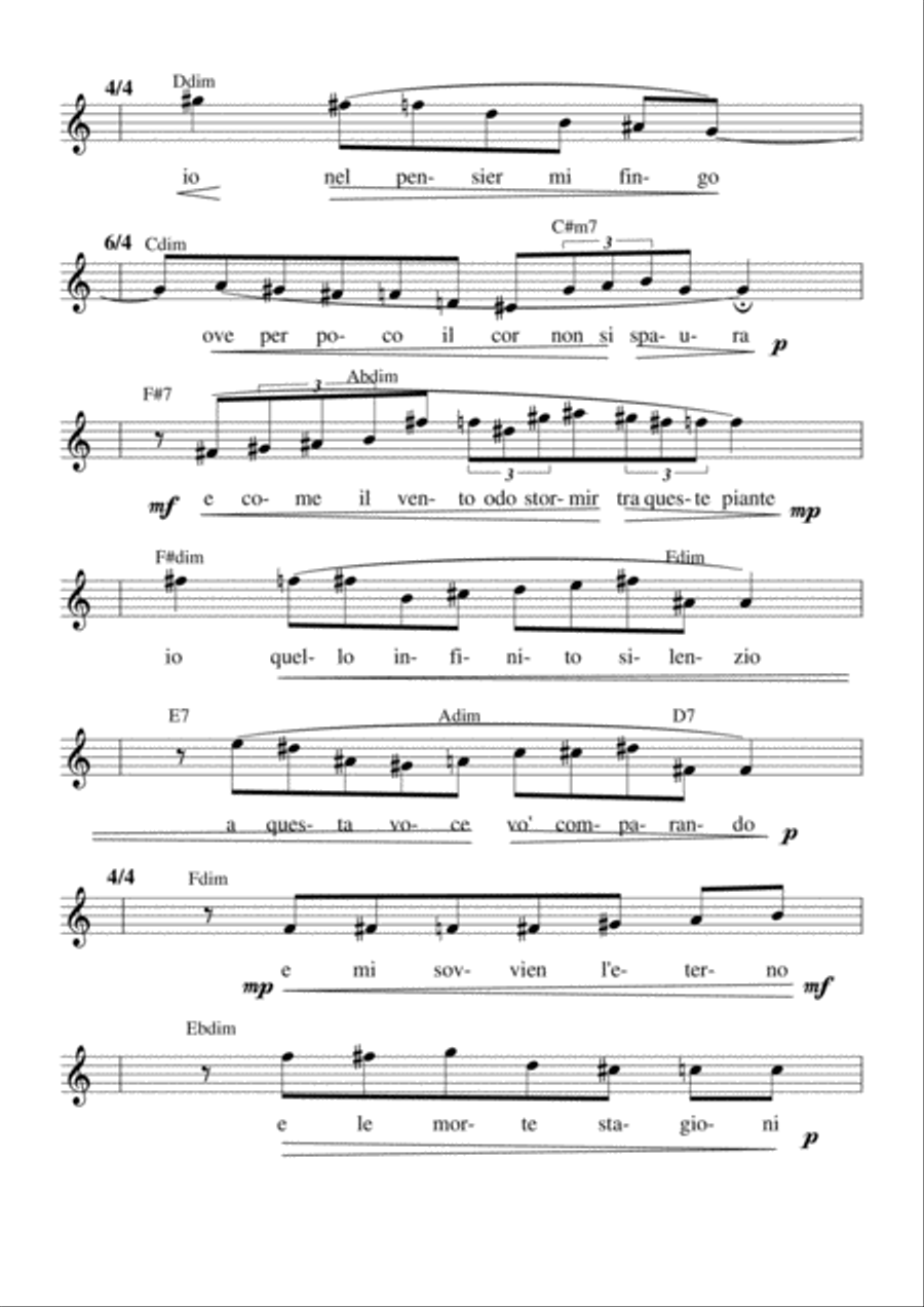 L'Infinito music on lyrics by Giacomo Leopardi - piano accompaniment Voice scores gallery preview page 2