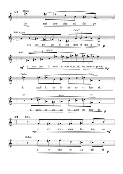 L'Infinito music on lyrics by Giacomo Leopardi - piano accompaniment