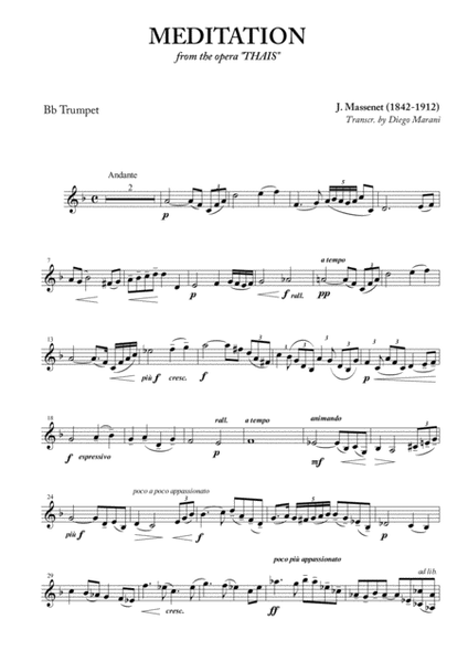 Meditation from "Thais" for Trumpet and Piano image number null