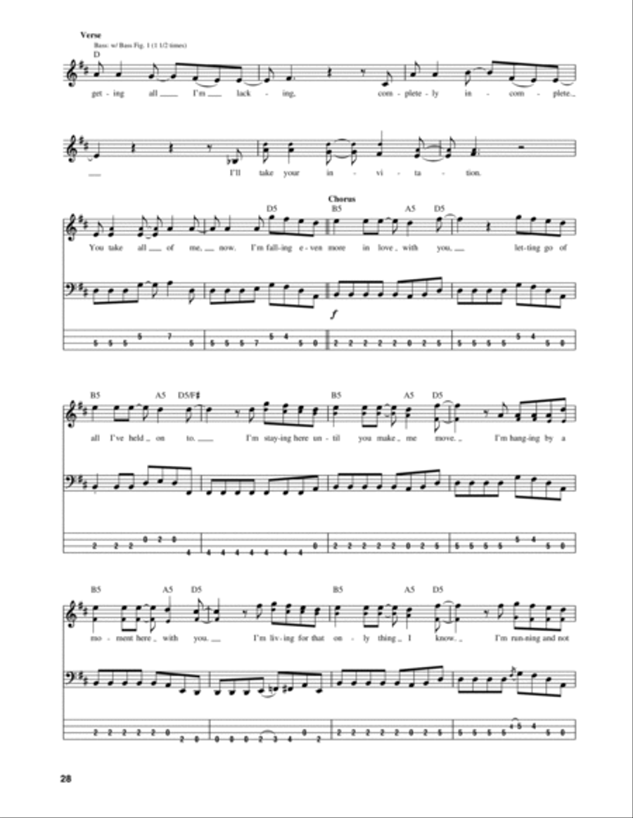 Hanging By A Moment Guitar Tablature scores gallery preview page 2