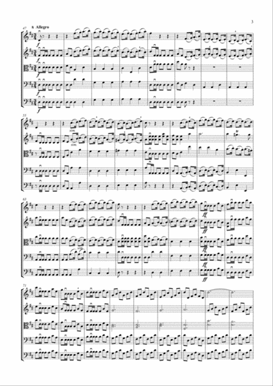 Handel Overture to the Royal Fireworks arranged for strings String Orchestra scores gallery preview page 3