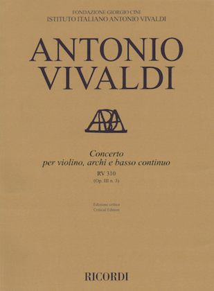 Book cover for Concerto G Major, RV 310, Op. III, No. 3