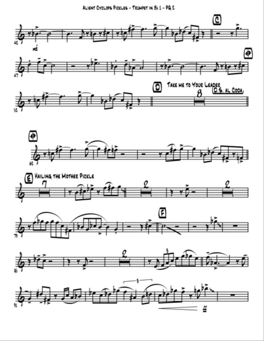 Alien Cyclops Pickles Jazzy Trumpet Quartet Brass Ensemble scores gallery preview page 4