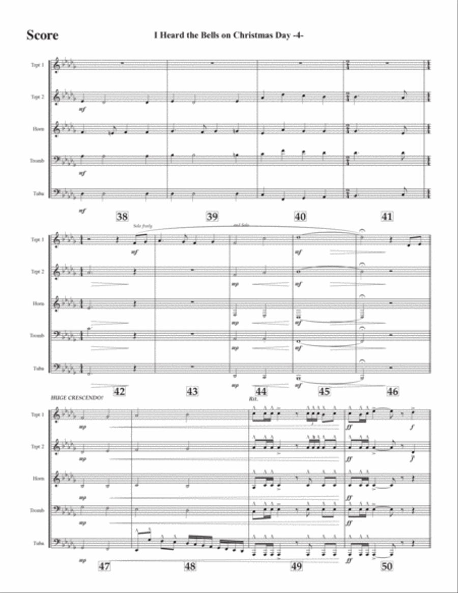 I Heard the Bells on Christmas Day for brass quintet Brass Quintet scores gallery preview page 4