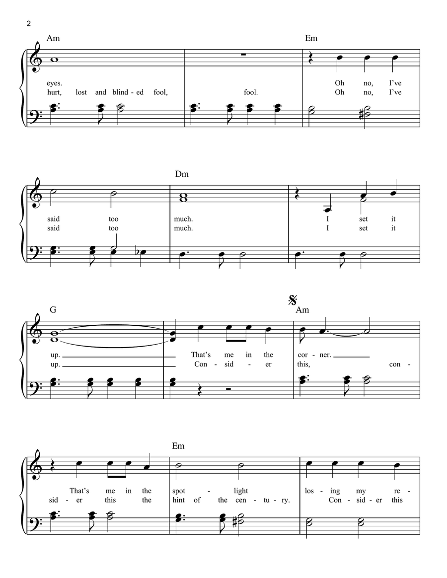 Losing My Religion Easy Piano scores gallery preview page 2