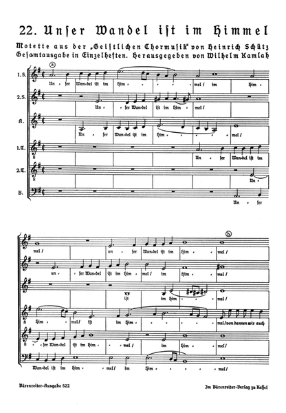Unser Wandel ist im Himmel SWV 390 (Nr. 22 aus "Geistliche Chormusik" (1648))