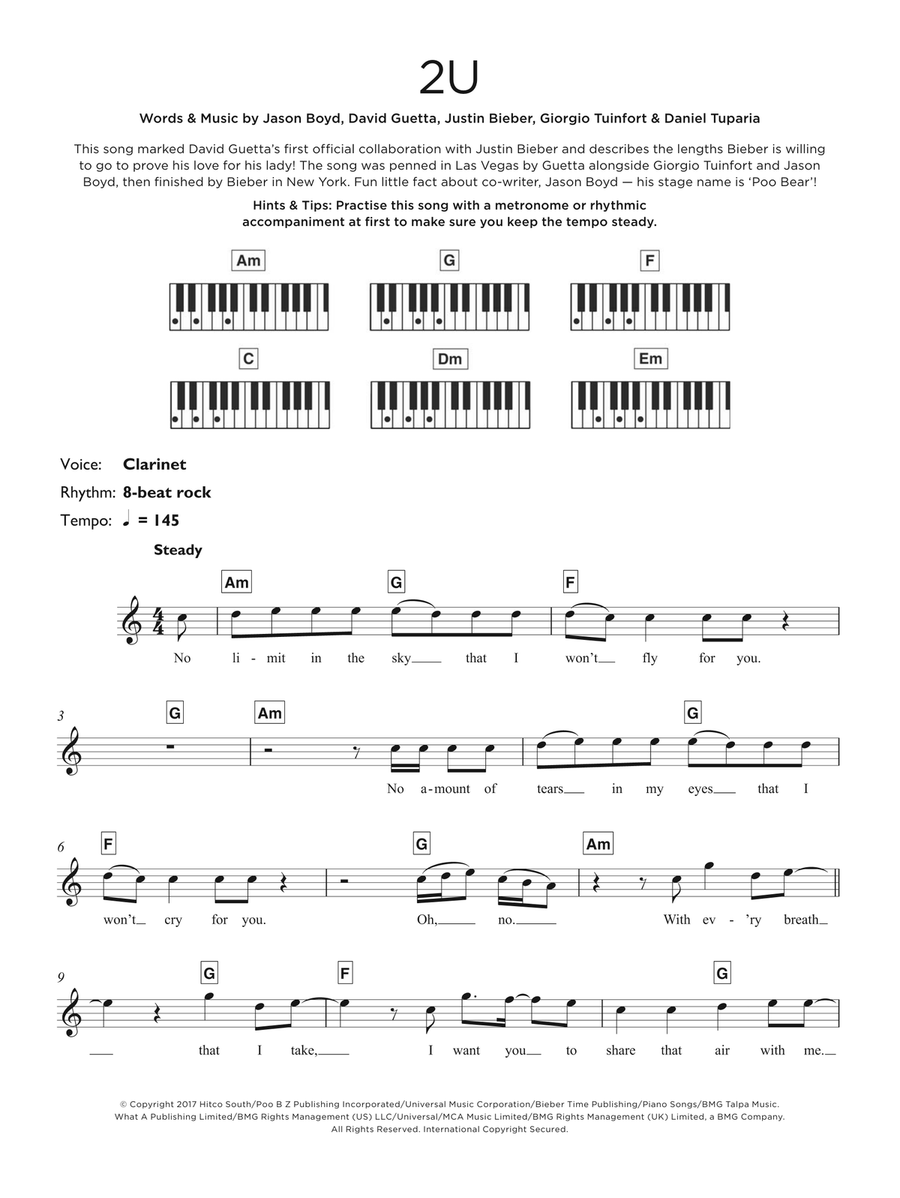 2U (featuring Justin Bieber) Piano scores gallery preview page 1