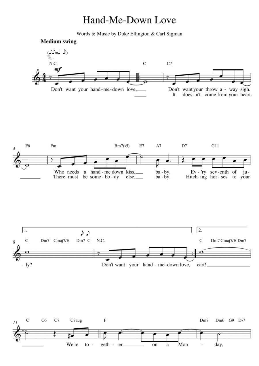 Hand Me Down Hand Me Down Piano scores gallery preview page 1