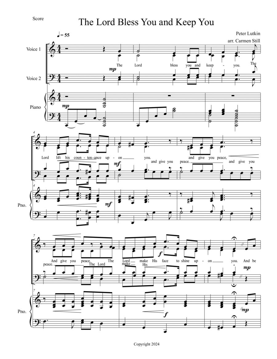 The Lord Bless You and Keep You 4-Part scores gallery preview page 1