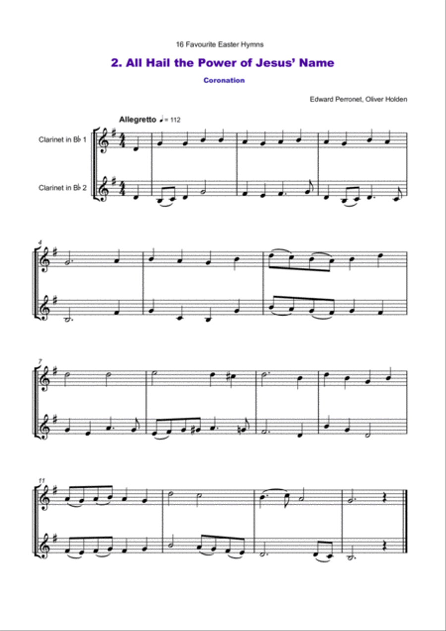 16 Favourite Easter Hymns for Clarinet Duet Clarinet Duet scores gallery preview page 3