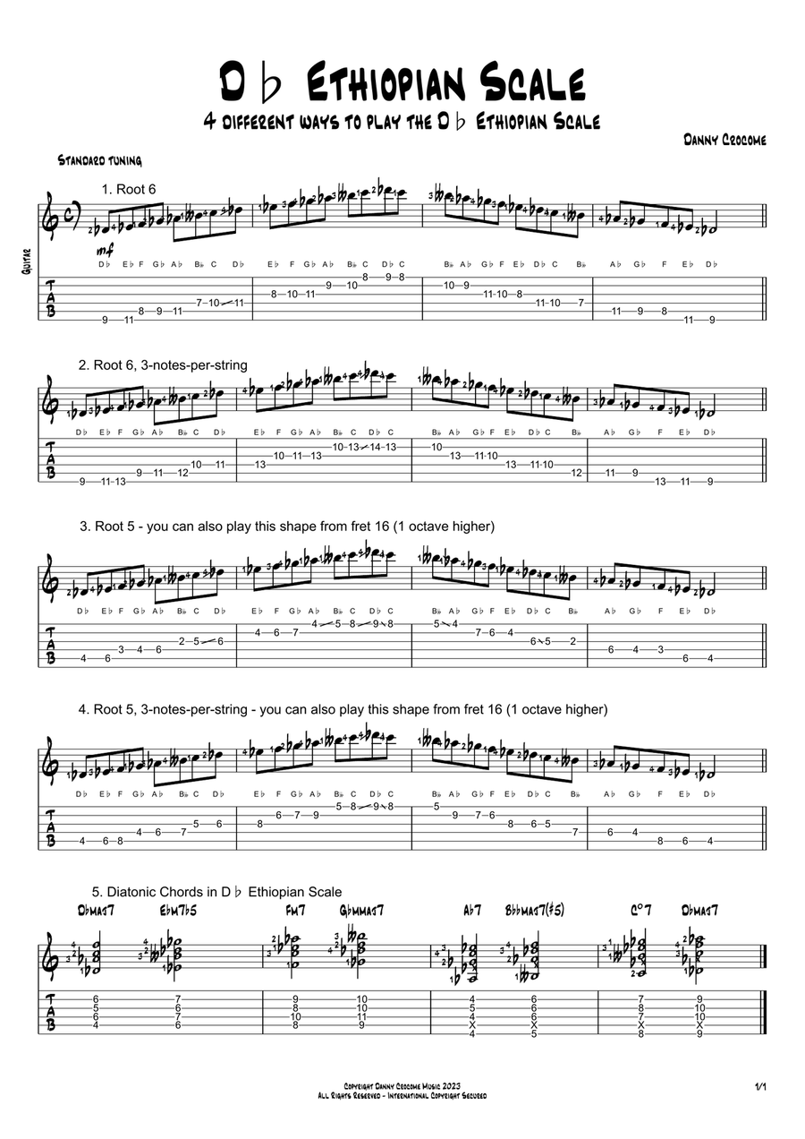 Db Ethiopian Scale (4 Ways to Play) Electric Guitar scores gallery preview page 1