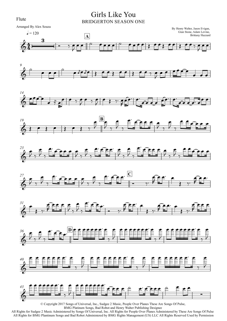 Girls Like You Girls Like You Flute Solo scores gallery preview page 1