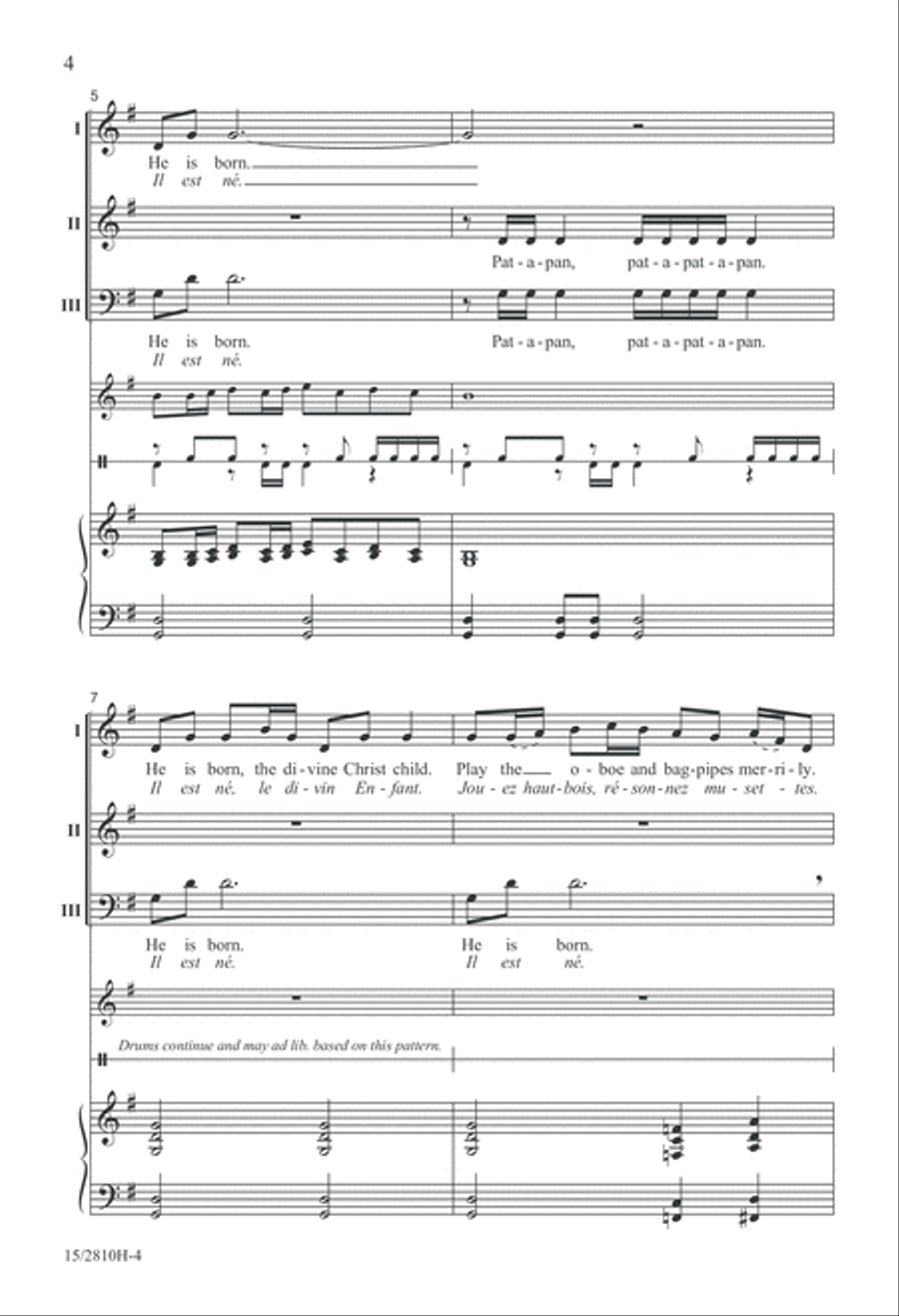 He Is Born with Pat-a-pan 3-Part scores gallery preview page 5