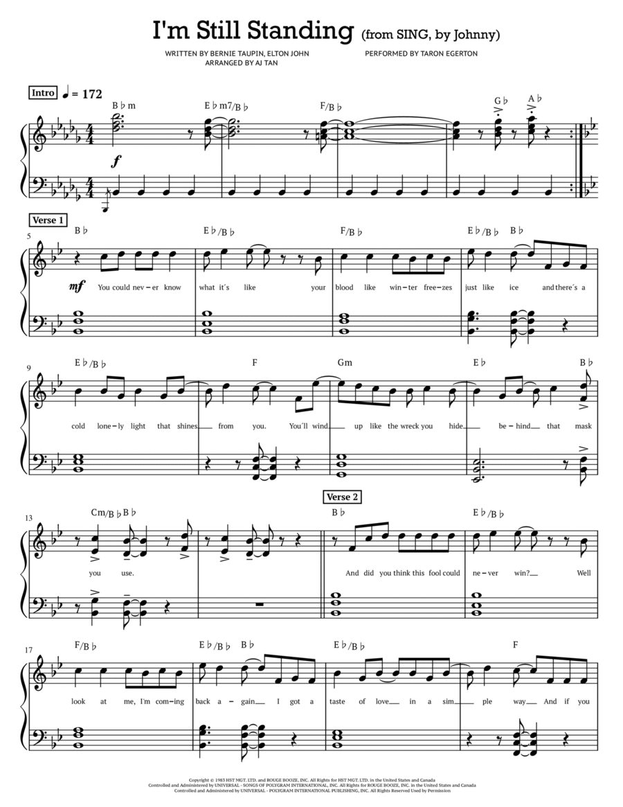 I'm Still Standing Piano Solo scores gallery preview page 1