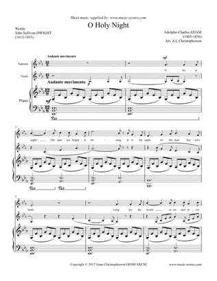 Cantique de Noel; O Holy Night - Voice, Violin and Piano