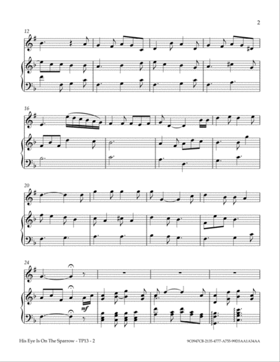 His Eye Is On The Sparrow Trumpet Solo scores gallery preview page 3