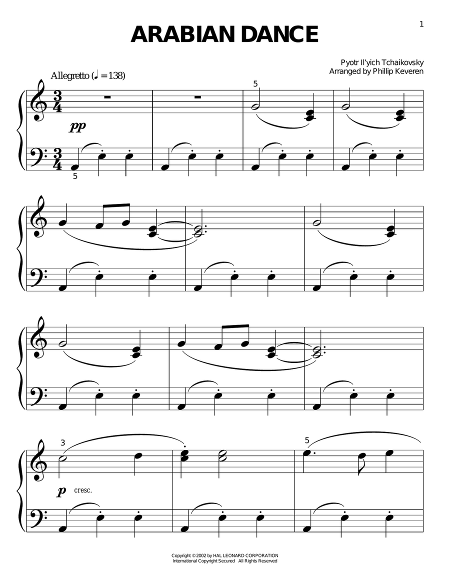 Arabian Dance (Coffee) (arr. Phillip Keveren) Easy Piano scores gallery preview page 1