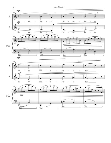 Ave Maria New Arrangement for Soprano, Alto, and Piano image number null