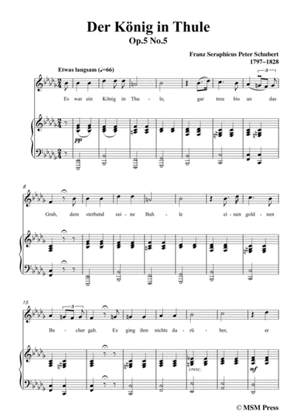 Schubert-Der König in Thule,in b flat minor,Op.5 No.5,for Voice&Piano image number null