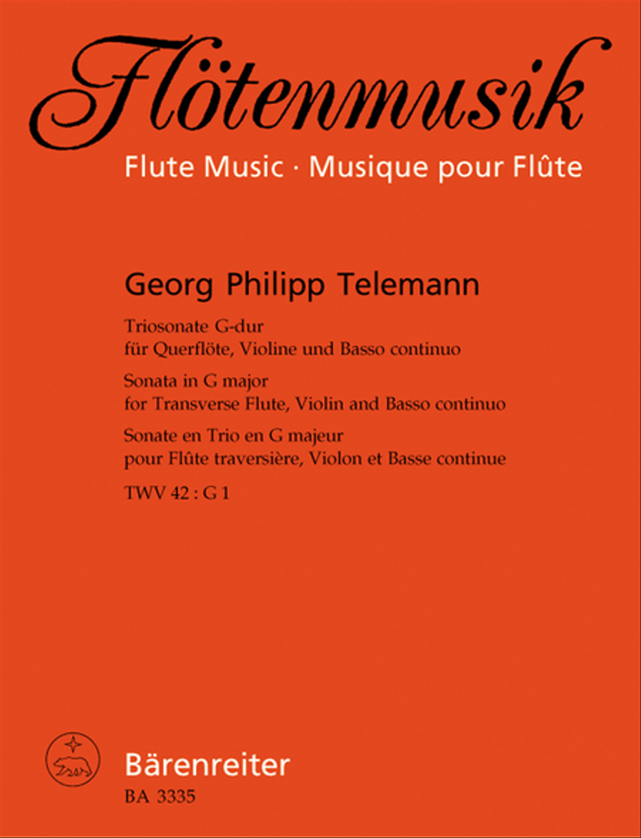 Trio Sonata for Flute, Violin and Basso continuo G major TWV 42:G1 Flute scores gallery preview page 1
