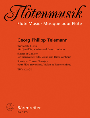 Book cover for Trio Sonata for Flute, Violin and Basso continuo G major TWV 42:G1