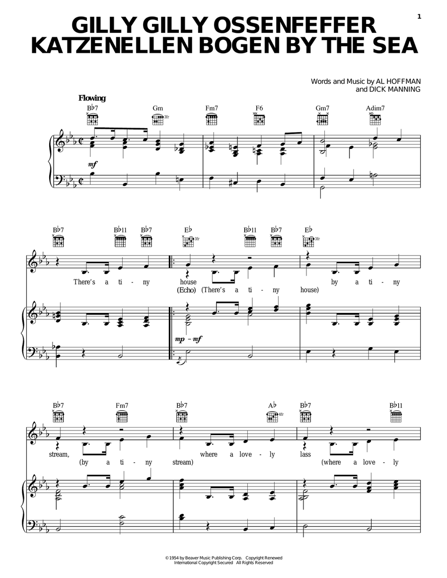 Gilly Gilly Ossenfeffer Katzenellen Bogen By The Sea Guitar scores gallery preview page 1