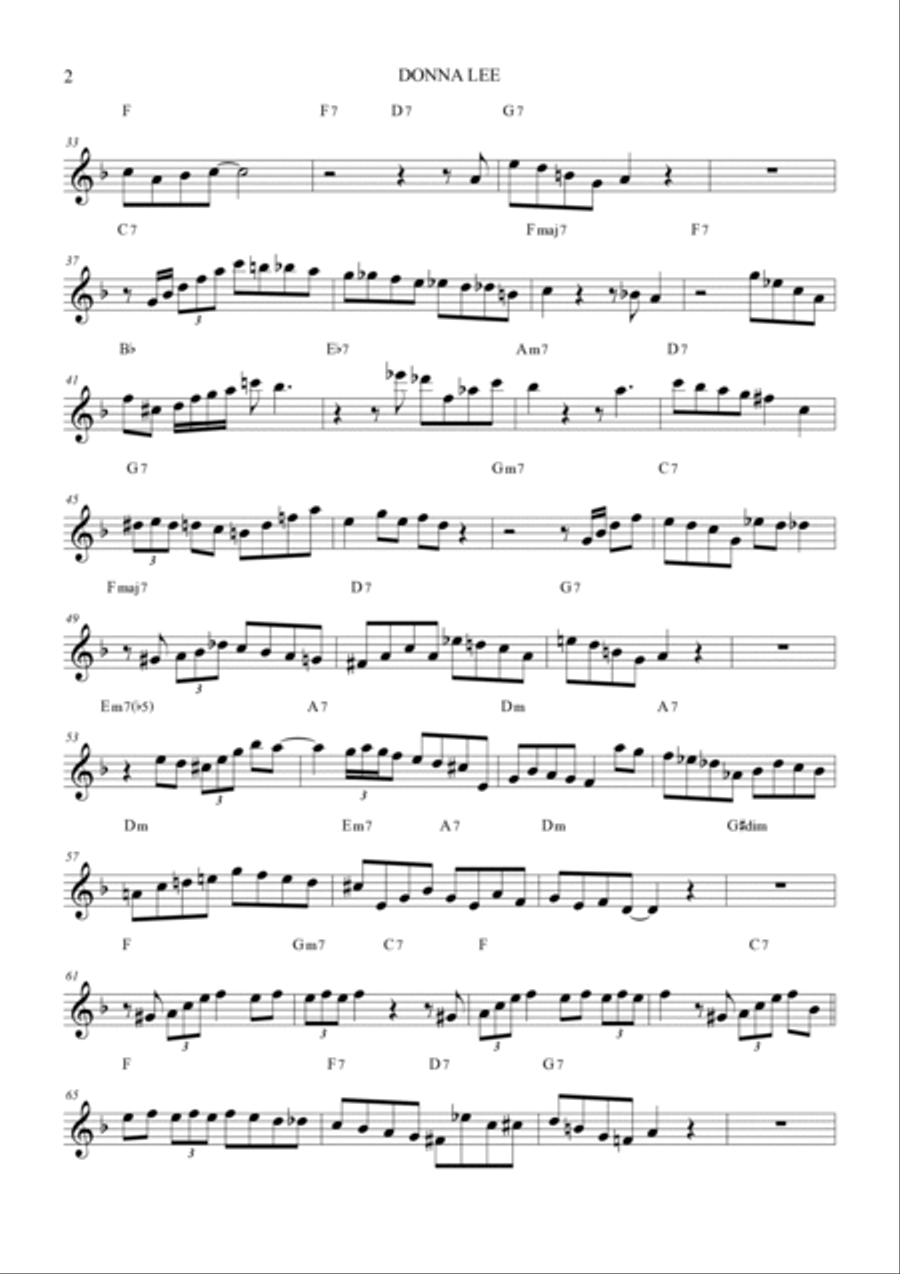 Donna Lee Alto Saxophone scores gallery preview page 2