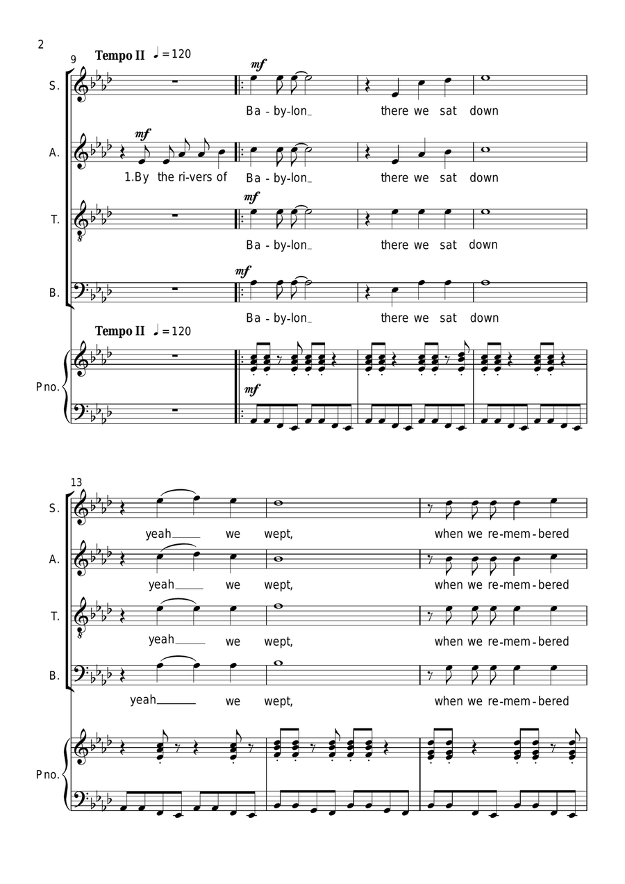 Rivers Of Babylon 4-Part scores gallery preview page 3