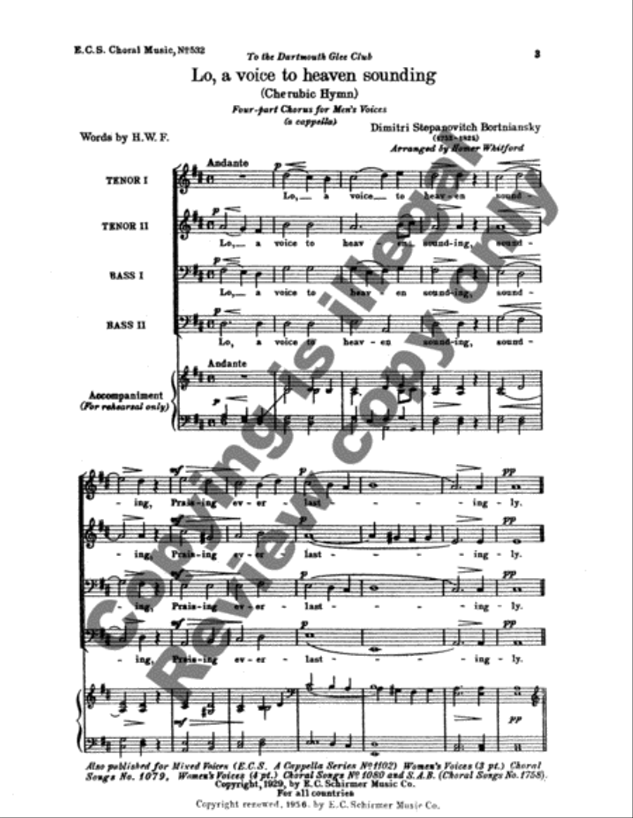 Lo, a Voice to Heaven Sounding (Cherubic Hymn) TTBB scores gallery preview page 3