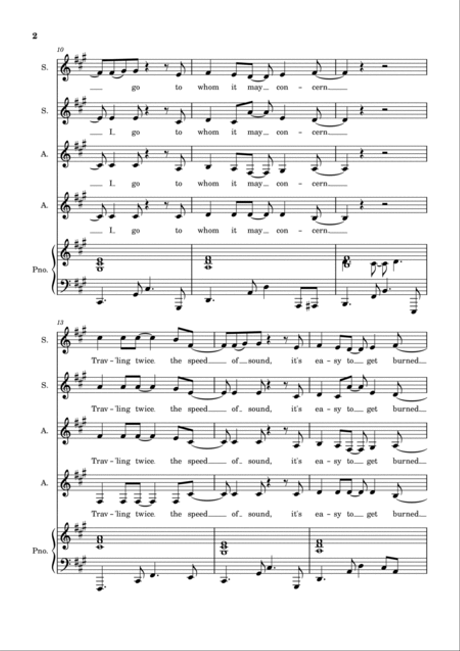 Just A Song Before I Go SSAA scores gallery preview page 3