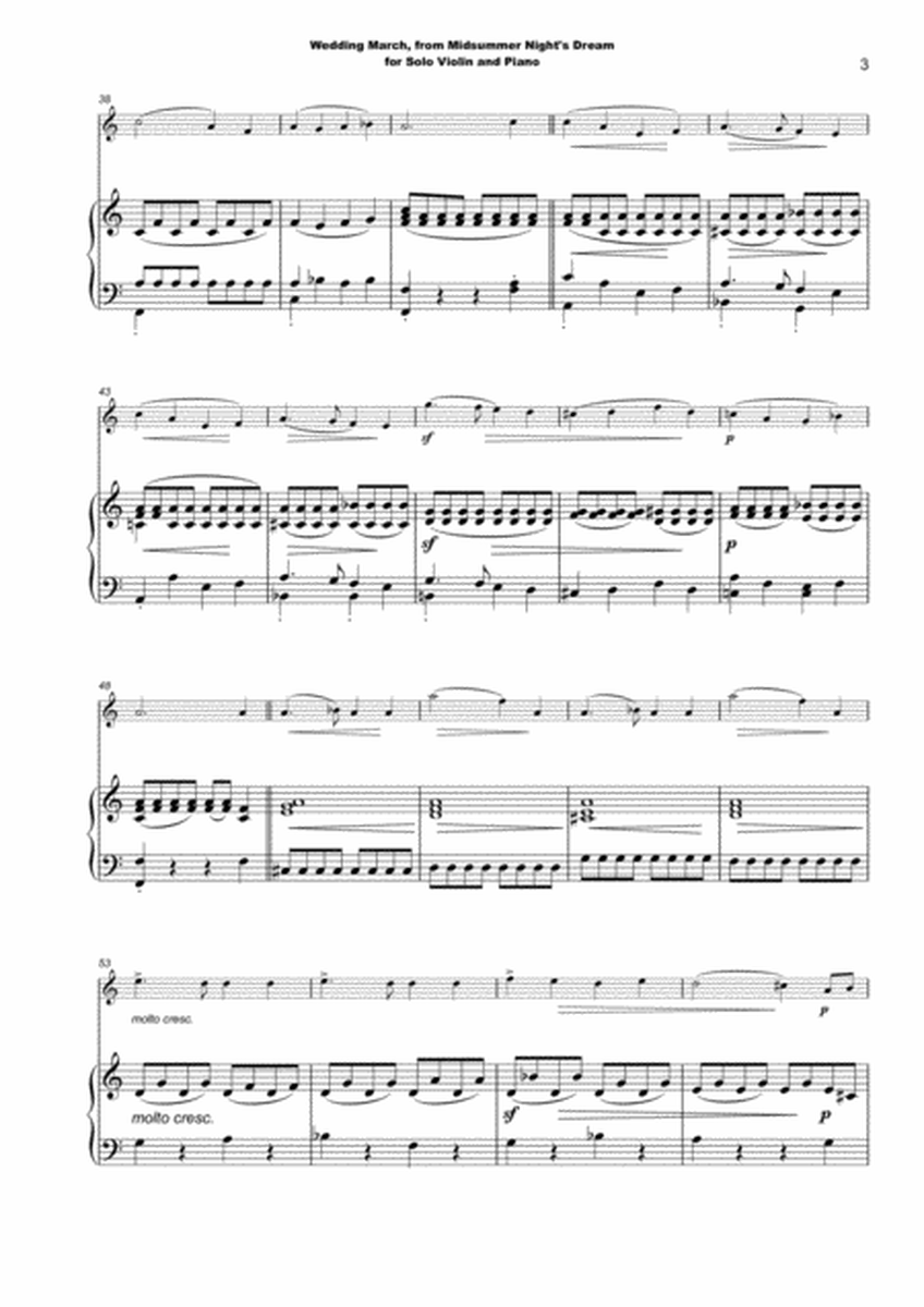 Wedding March by Mendelssohn, for Solo Violin and Piano image number null