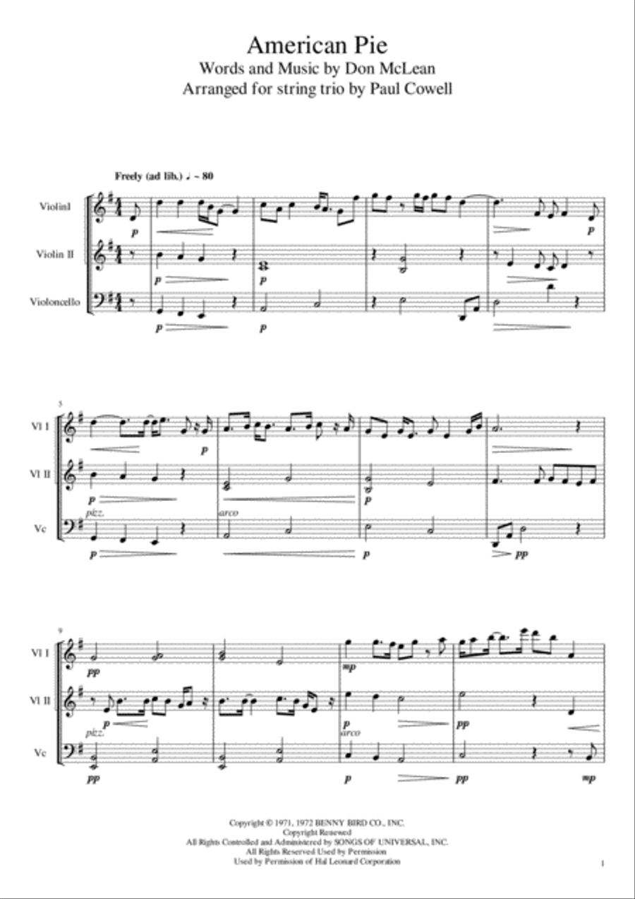 American Pie American Pie String Trio scores gallery preview page 3