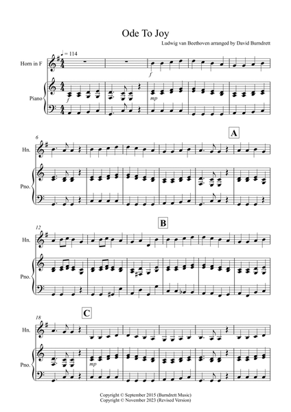 Ode to Joy for French Horn and Piano image number null