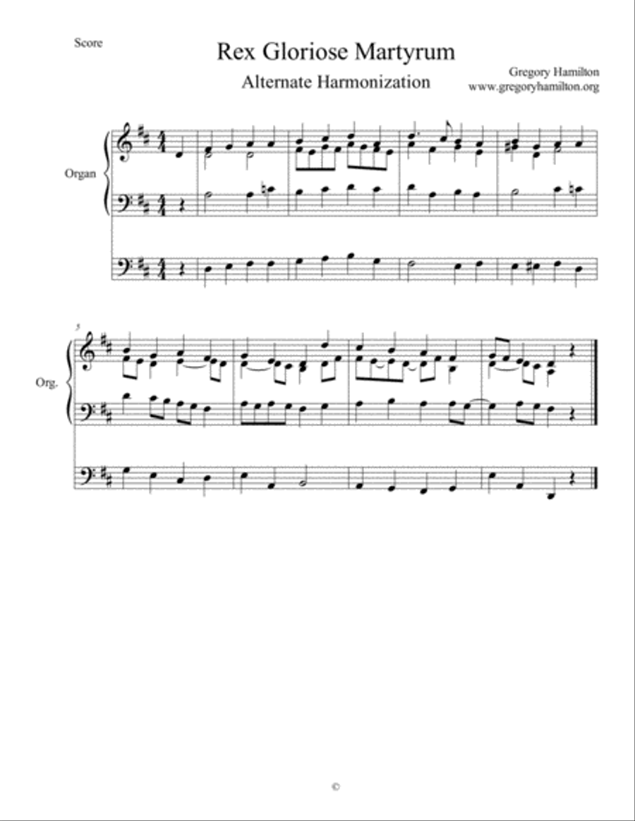 Rex Gloriose Martyrum - Let All the World - Alternate Harmonization Organ Solo scores gallery preview page 1