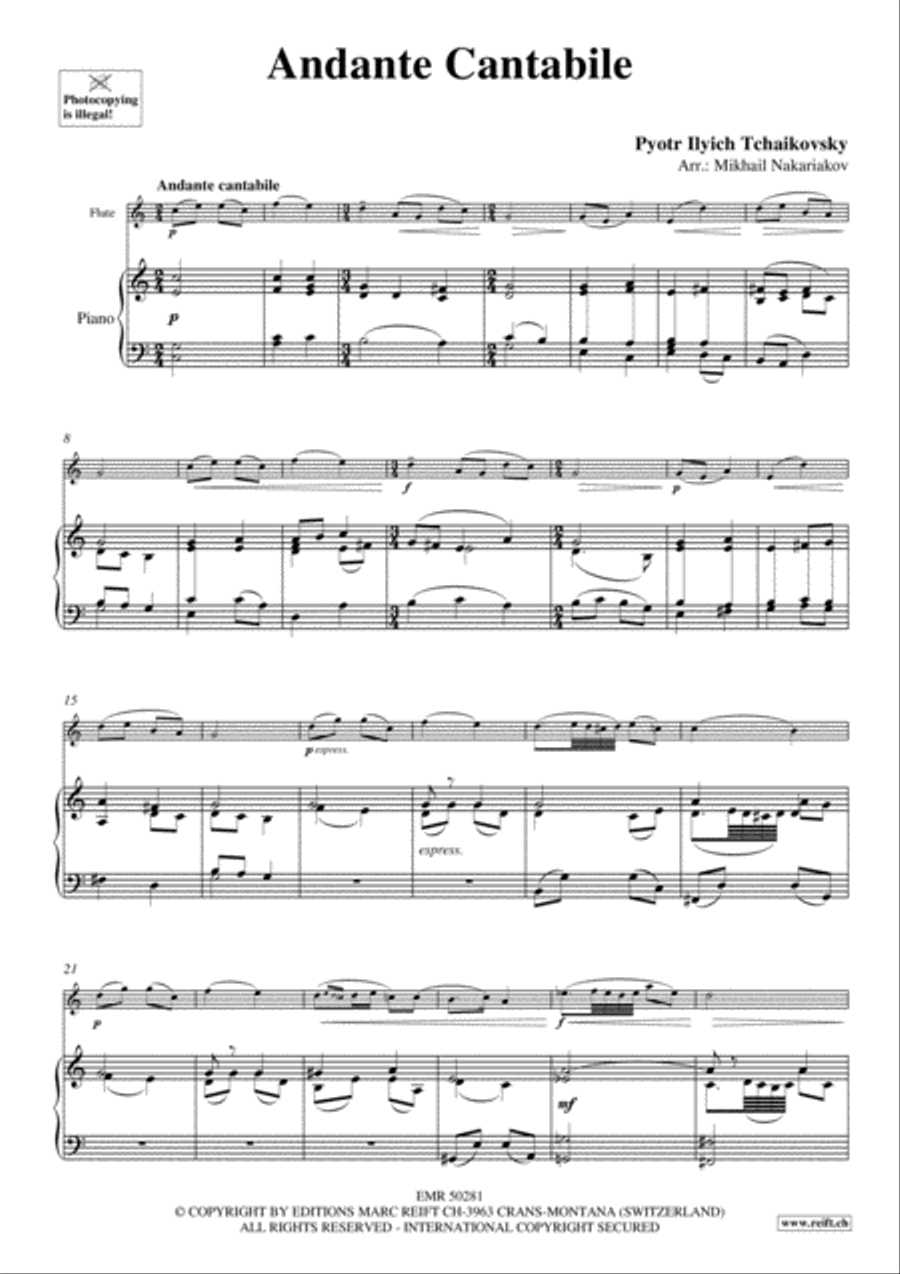 Andante Cantabile Flute Solo scores gallery preview page 4