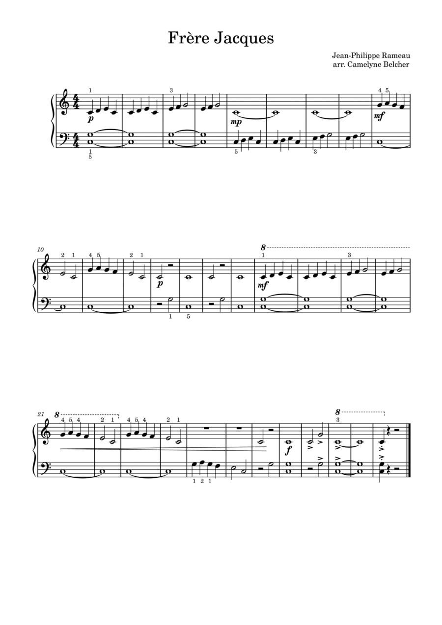 frere jacques frere jacques Easy Piano scores gallery preview page 1