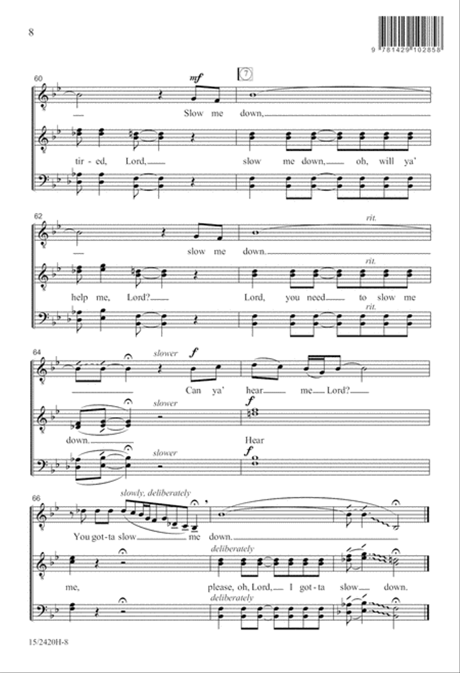 Slow Me Down, Lord TTBB scores gallery preview page 8