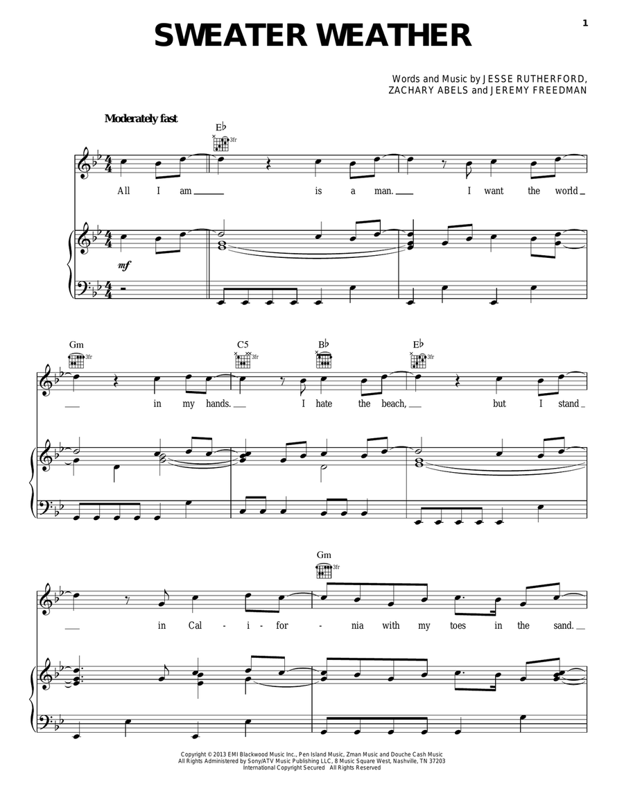 Sweater Weather Sweater Weather Acoustic Guitar scores gallery preview page 1