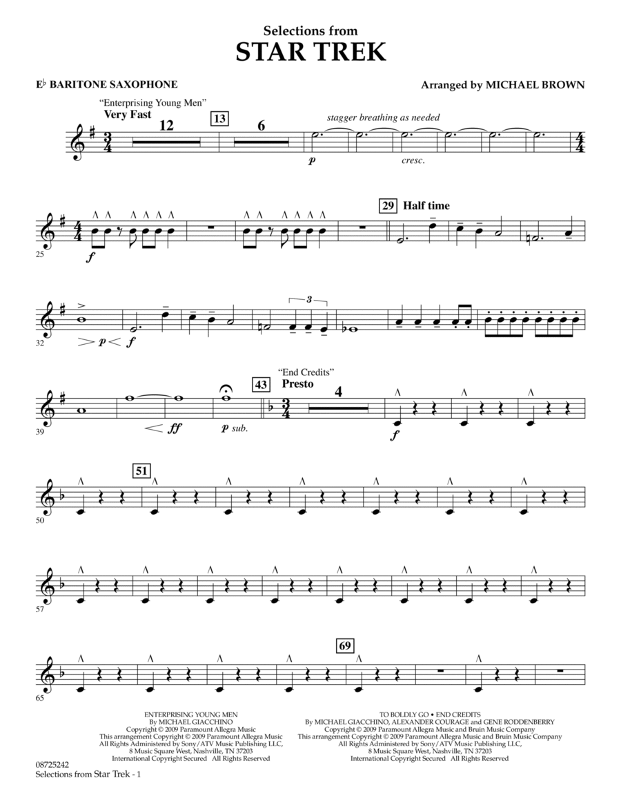 Selections from Star Trek - Eb Baritone Saxophone