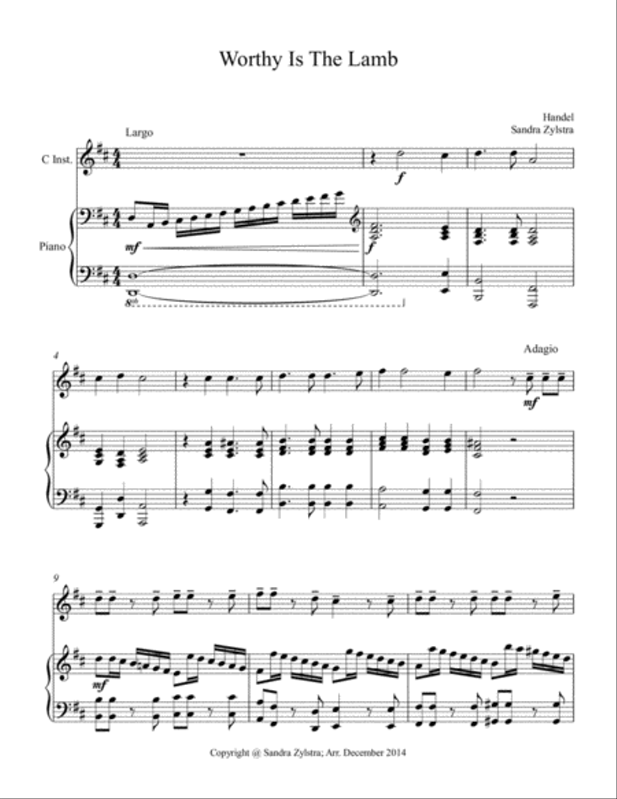 Worthy Is The Lamb (treble C instrument solo) Piccolo scores gallery preview page 2