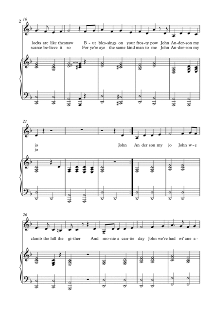 Robert Burns - John Anderson My Jo Soprano Voice scores gallery preview page 2